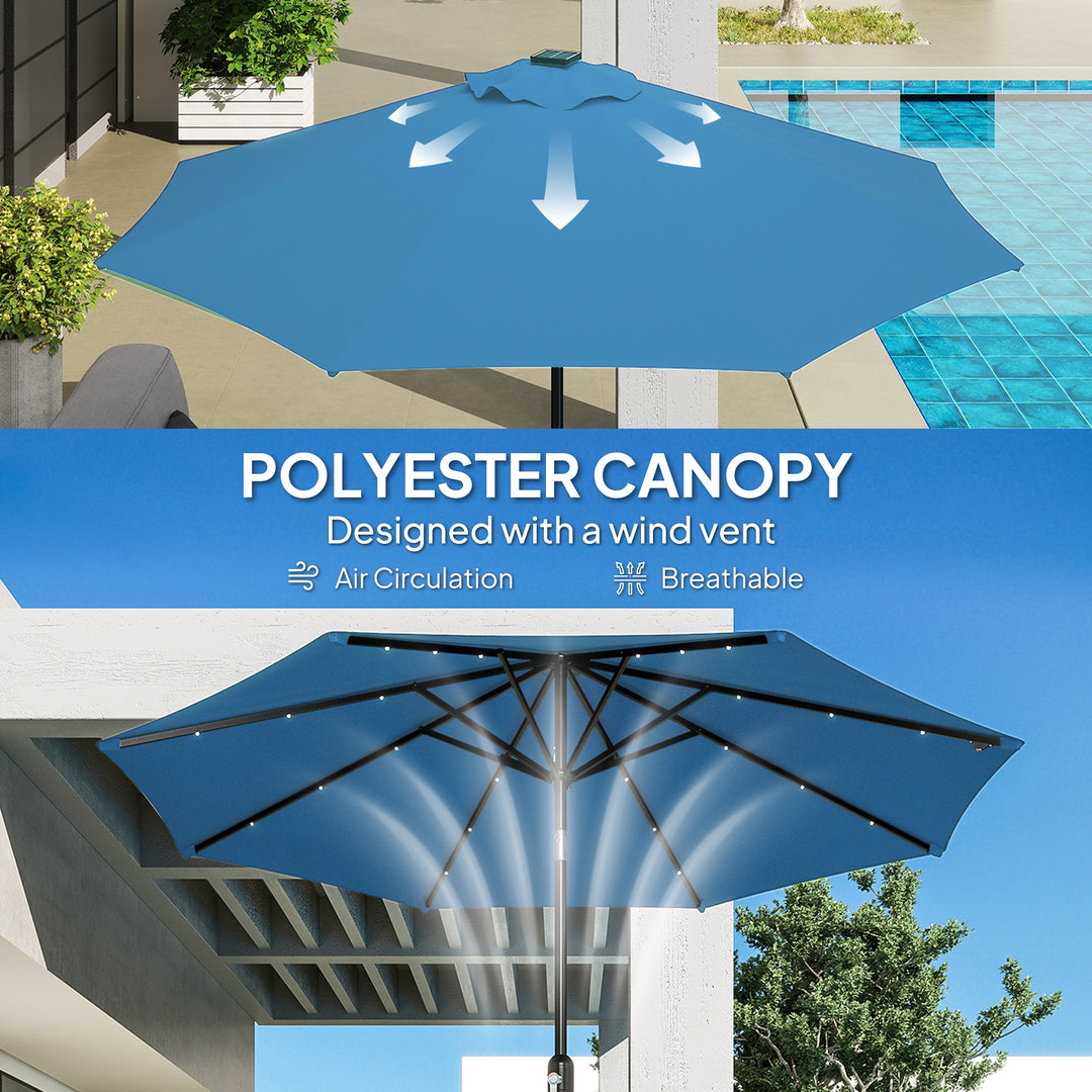 2.7m LED Light Parasol Umbrella - Blue