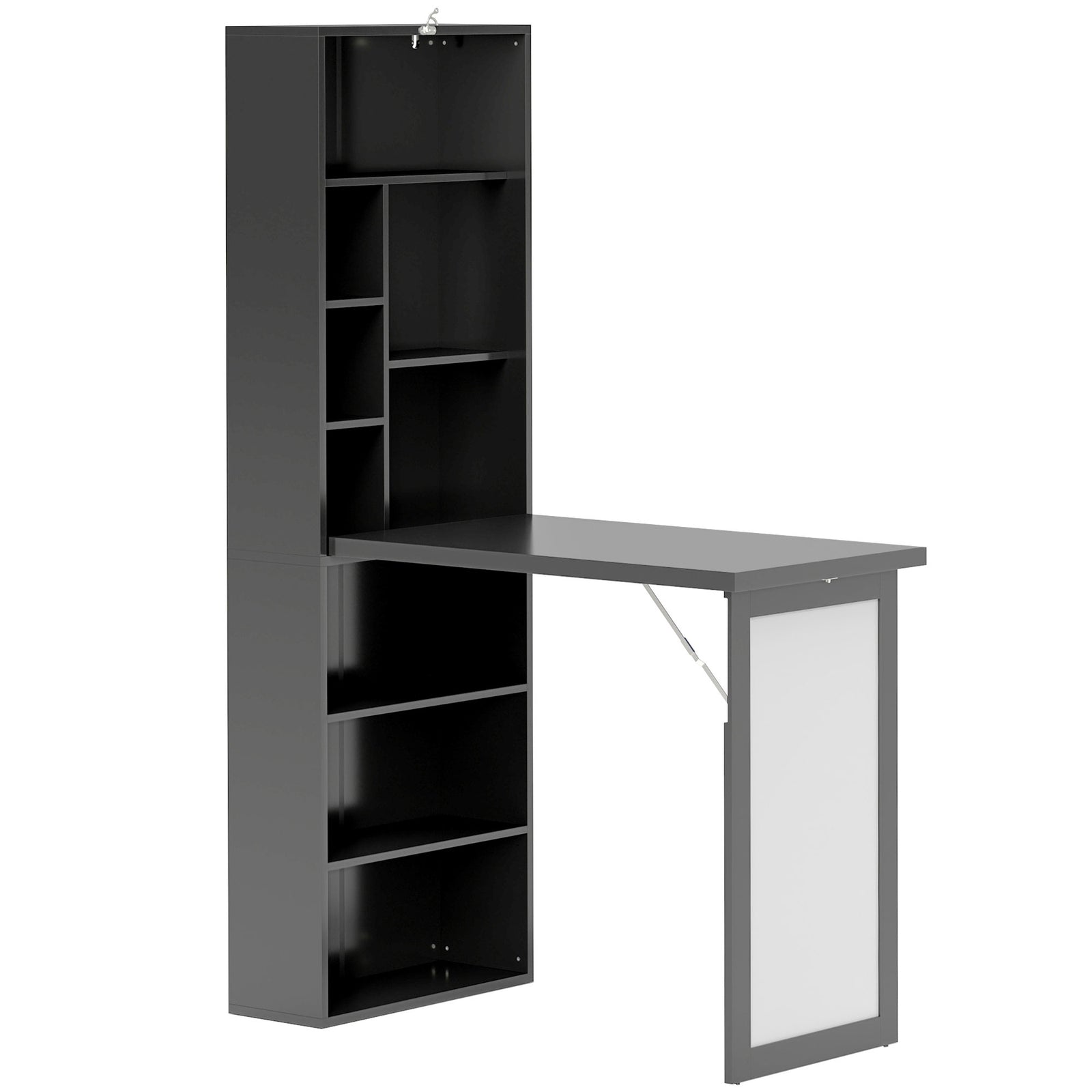 Three-Part Work Desk, with Storage and Writing Board - Black