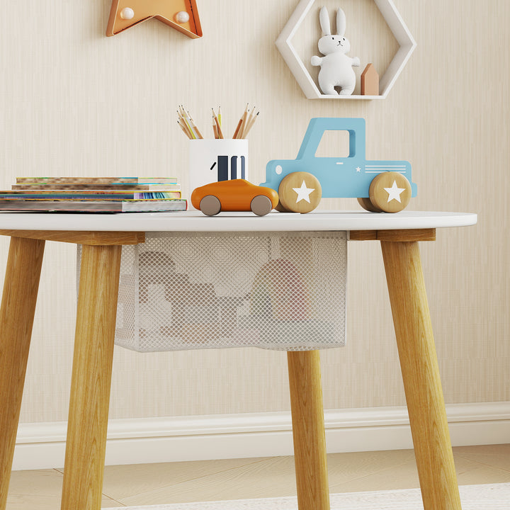 3-Piece Kids Activity Table Set with Centre Mesh Bag, Bear-Shaped Back