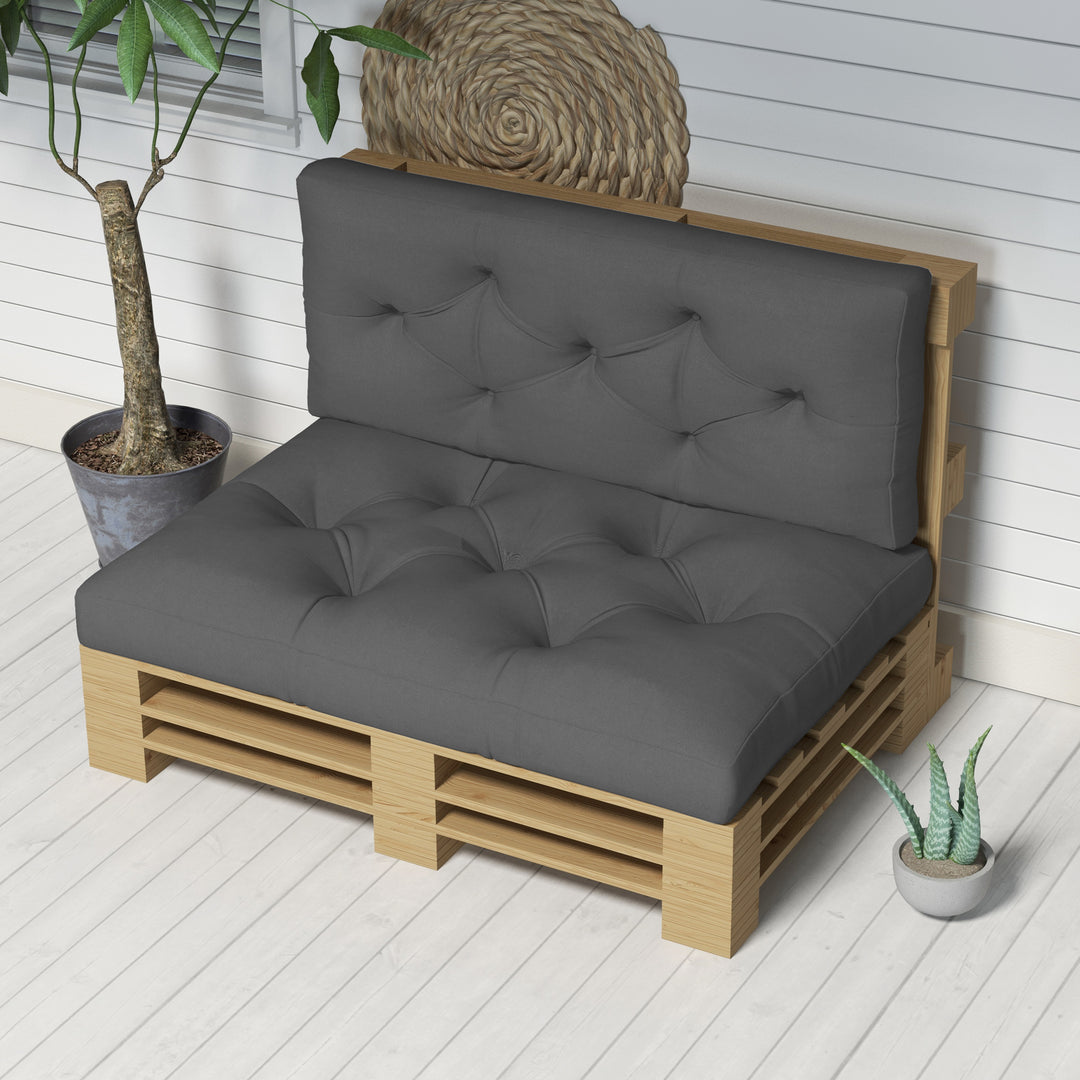 Seat and Back Padded Pallet Cushion Set - Dark Grey
