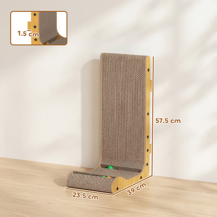 Cat Scratching Board Wall Mounted Cat Scratcher Corrugated 3 Toy Balls
