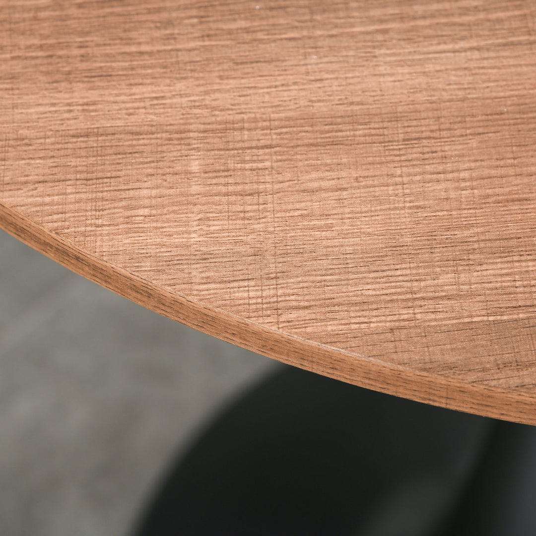 Modern Round Dining Table Leisure Coffee Bistro Table with Metal Base for Kitchen & Dining Room Brown