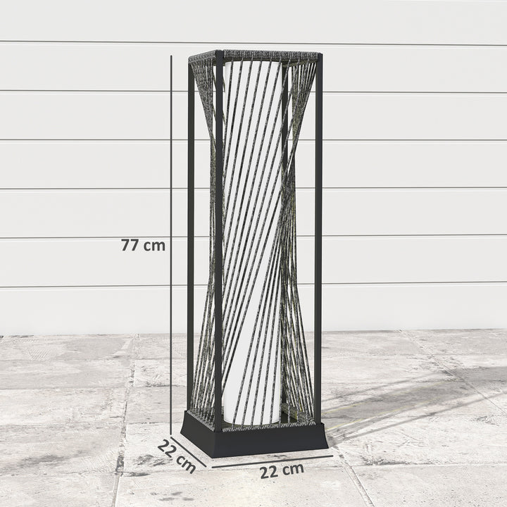 Garden Rattan Lamp, 77 cm Tall Solar Rattan Floor Lamp, Solar Garden Light with Auto On/Off LED Lights, IP44 Waterproof for Outdoor, Porch, Pathway, Deck, Grey