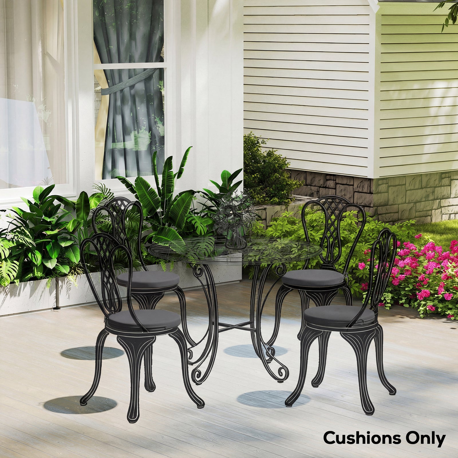 Outdoor Bistro Chair Cushions Set of 4 with Removable Cover, 41 x 41 x