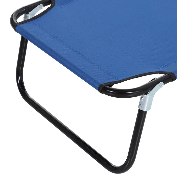 2 Piece Foldable Sun Loungers with 5-Position Adjustable Backrest, Outdoor Portable Recliner Chaise Lounge Chairs with Breathable Mesh Fabric, Blue