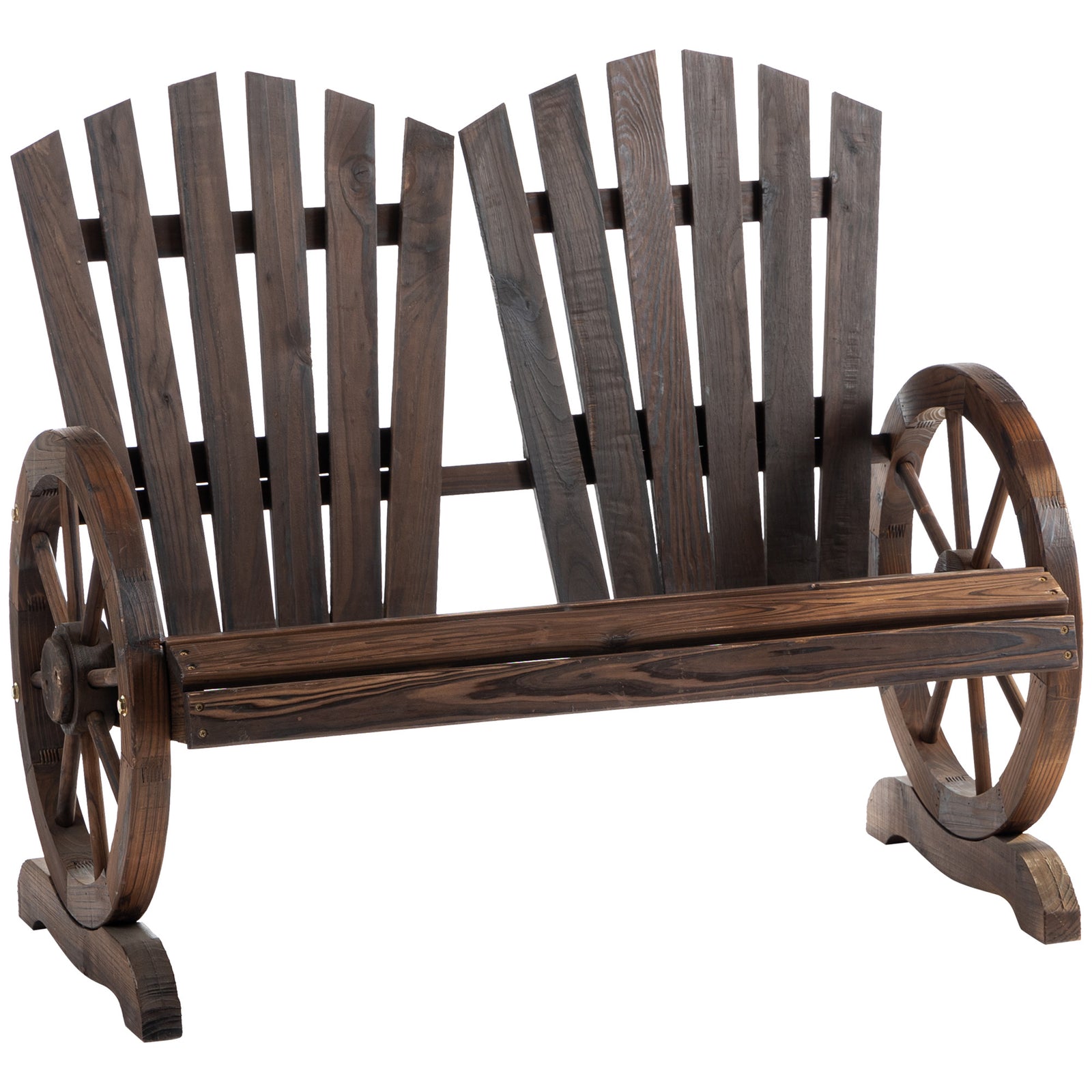 Fir Logs Love Seats with Wheel-Shaped Armrests, Large Load-Bearing Chair, Natural Wood Grain
