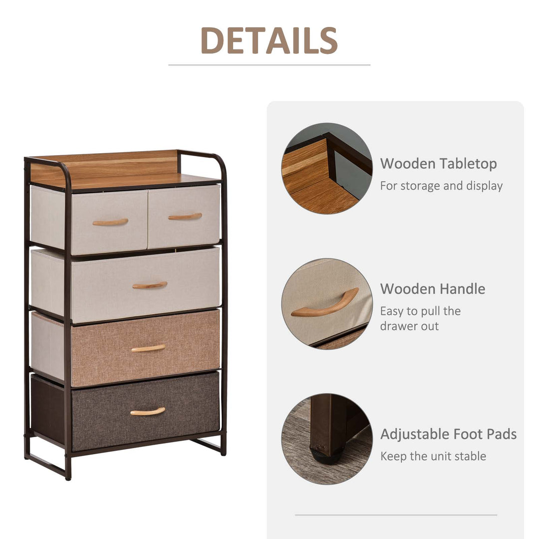 MCL 5-Drawer Dresser Tower 3-Tier Storage Organizer with Steel Frame Wooden Top for Bedroom Hallway Closets