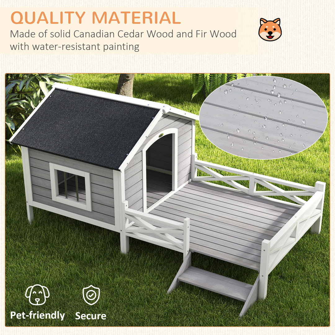 Small/Medium Dog House with Porch, Grey