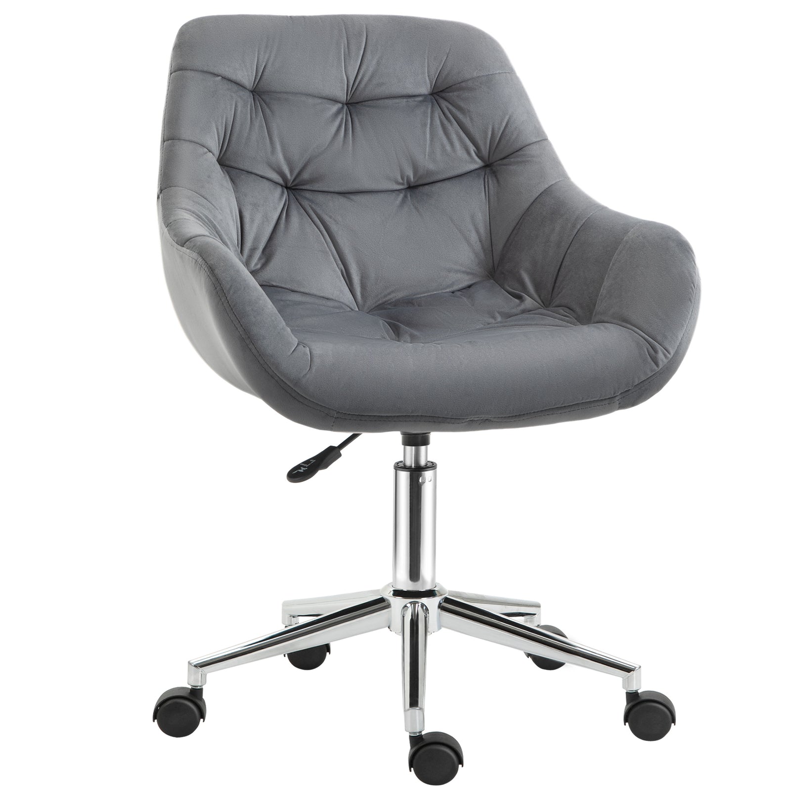 Home Office Chair Velvet Ergonomic Computer Chair Comfy Desk Chair with Adjustable Height, Arm and Back Support, Dark Grey