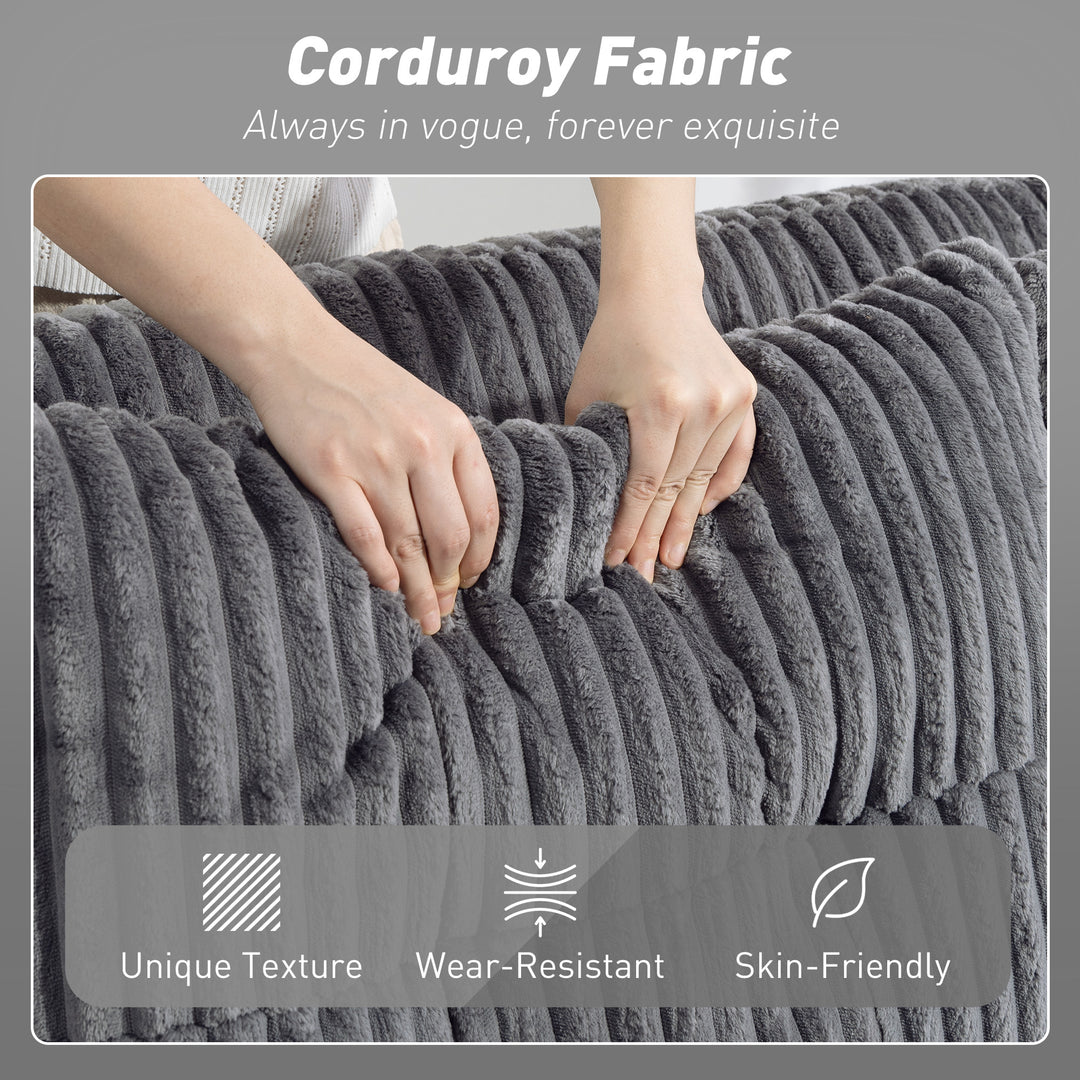 MCL 2 Seater Click Clack Sofa Bed with Pull Out Design, Corduroy Upholstery - Charcoal Grey