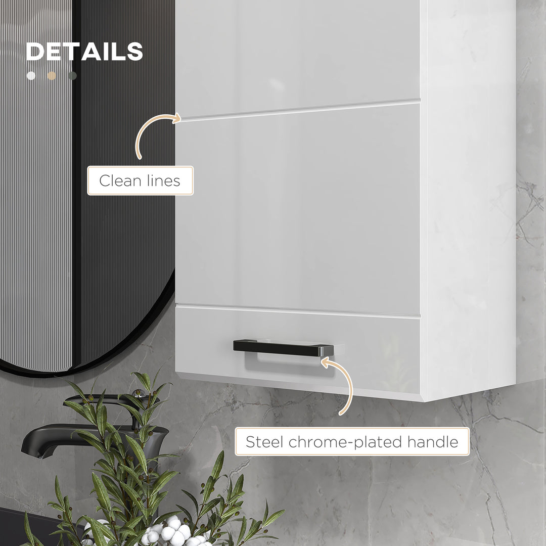 Bathroom Wall Cabinet, High Gloss Bathroom Storage Cabinet with Soft-C