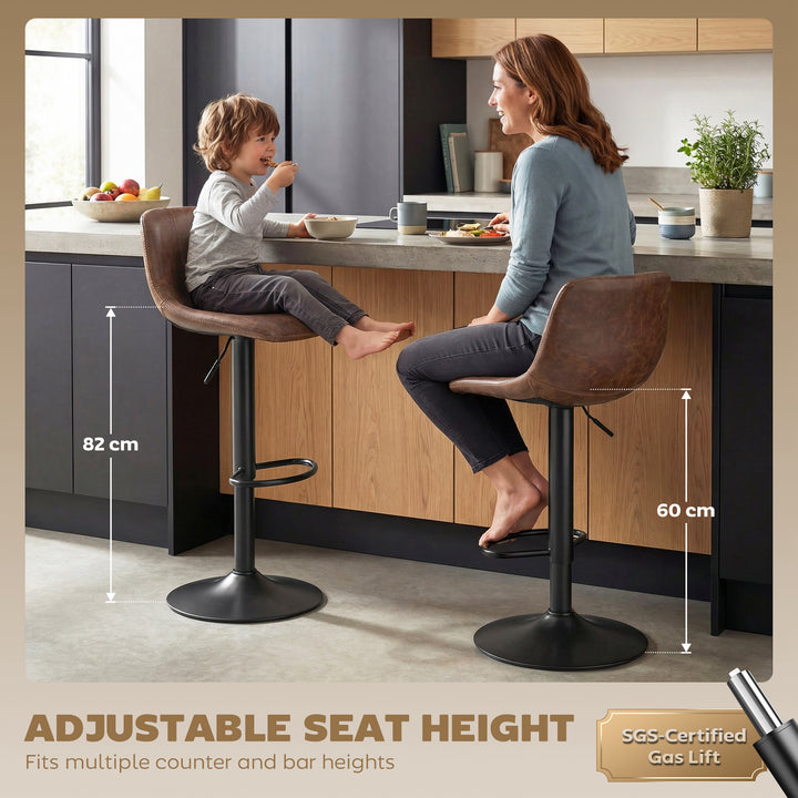 Bar Stools Set of 2, Modern Swivel Barstools with Footrest for Kitchen