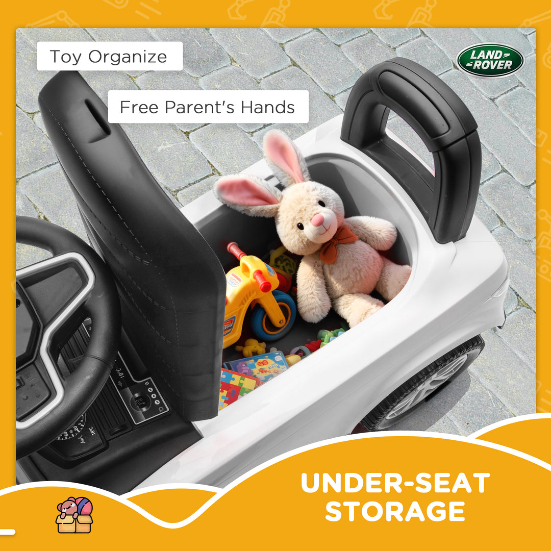 MCL Land Rover Licensed Toddler Ride on Car with Horn, Engine Sounds, Under-Seat Storage, for 18-36 Months, White