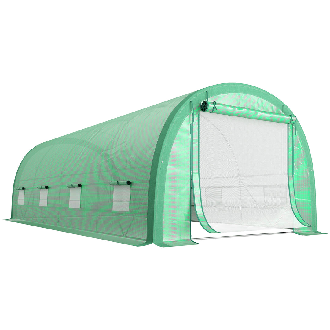 6 x 3(m) Polytunnel Greenhouse with Upgraded Structure, Mesh Door and 