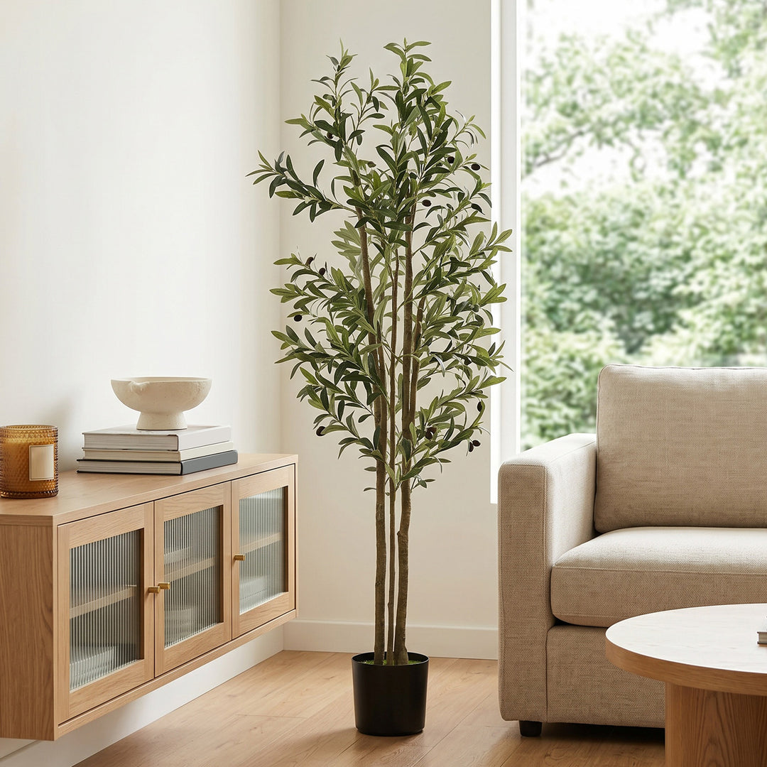 Decorative Artificial Plant, 175 cm Silk Olive Tree with 787 Leaves in