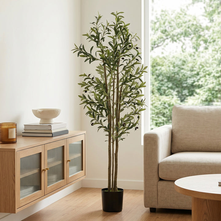Decorative Artificial Plant, 175 cm Silk Olive Tree with 787 Leaves in