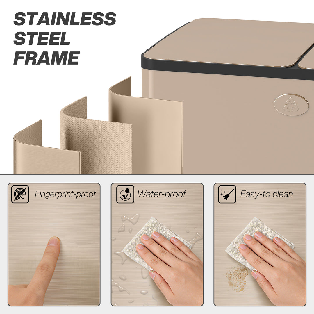 30L Dual Compartment Stainless Steel Bin, with Deodoriser Holders - Go