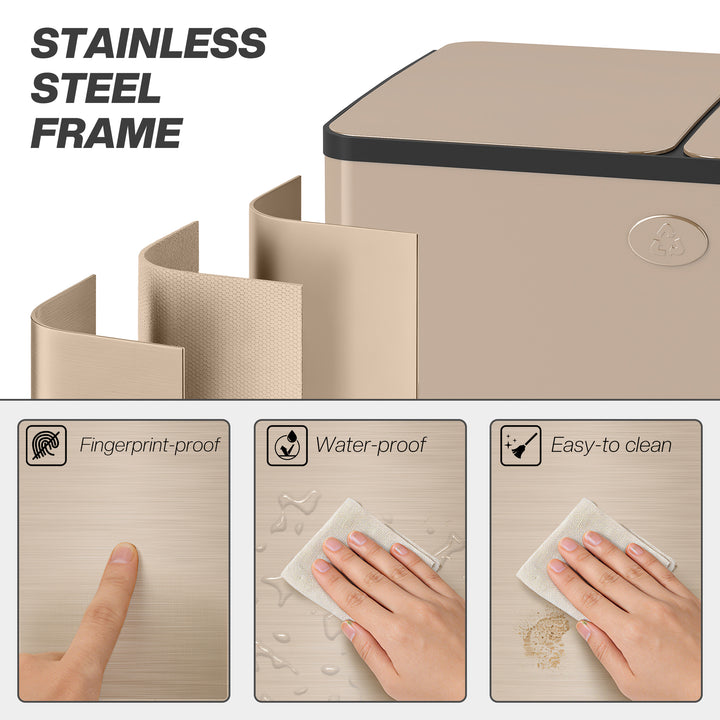 30L Dual Compartment Stainless Steel Bin, with Deodoriser Holders - Go