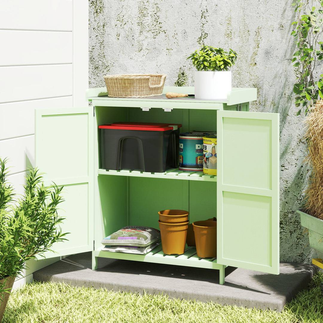 Wooden Garden Shed, Garden Tool Storage Shed with Hinged Roof and Shel