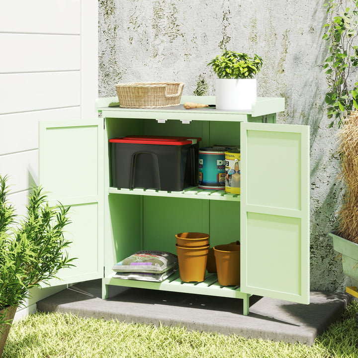 Wooden Garden Shed, Garden Tool Storage Shed with Hinged Roof and Shel