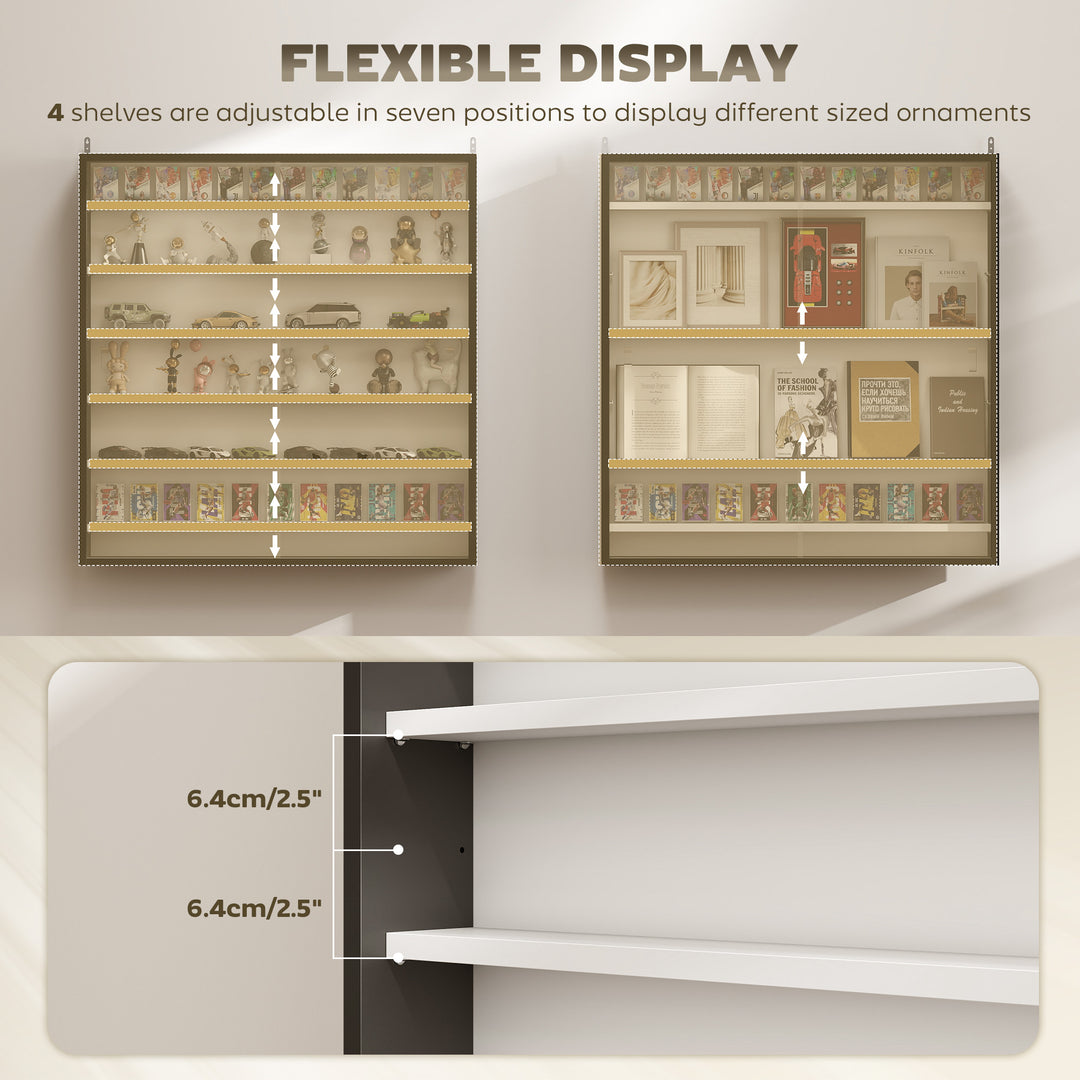 Six Shelf Display Cabinet, with Glass Doors - Black and White