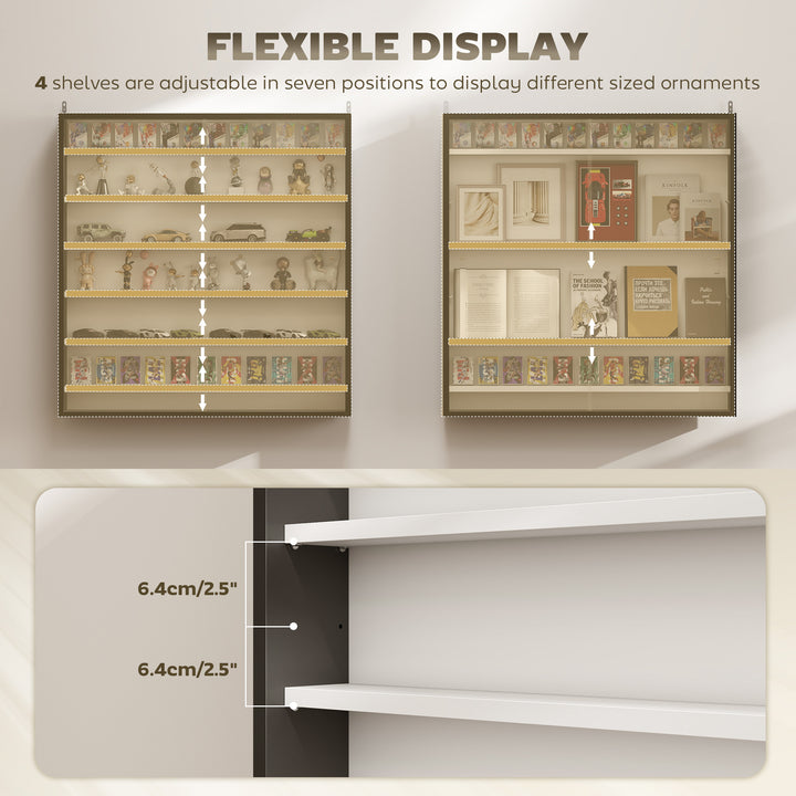 Six Shelf Display Cabinet, with Glass Doors - Black and White