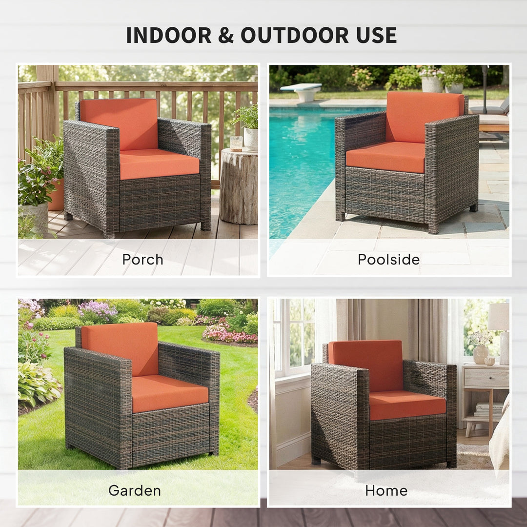 PE Rattan Garden Armchair with Cushion