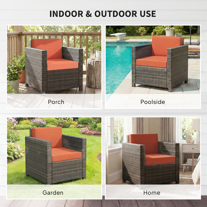 PE Rattan Garden Armchair with Cushion