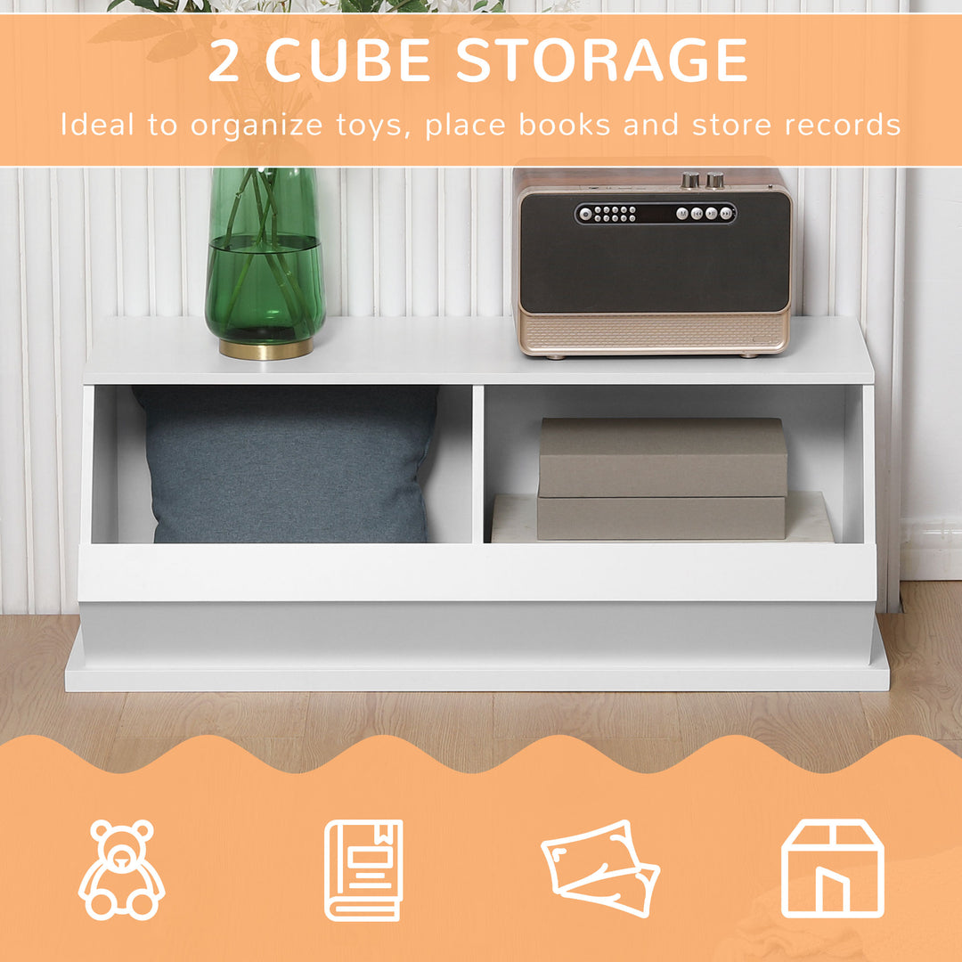 HOMCOM Display Storage Unit 2 Cube Cabinet for Living Room, Bedroom, Playroom, Closet with Dual Compartments, White | Aosom UK