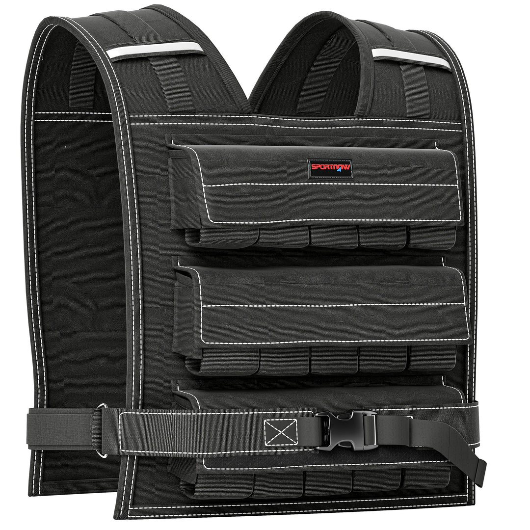 15KG Adjustable Weighted Vest, Running Weight Vest, with 30 Metal Weights, Reflective Strips, for Running, Exercise