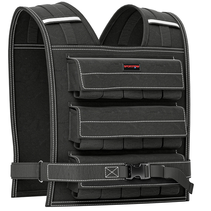 15KG Adjustable Weighted Vest, Running Weight Vest, with 30 Metal Weights, Reflective Strips, for Running, Exercise