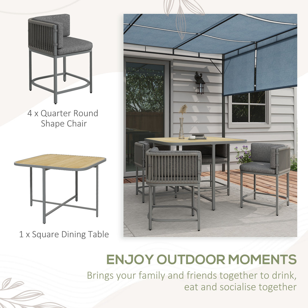 4-Seater Rattan Cube Garden Furniture Set with Cushions - Grey
