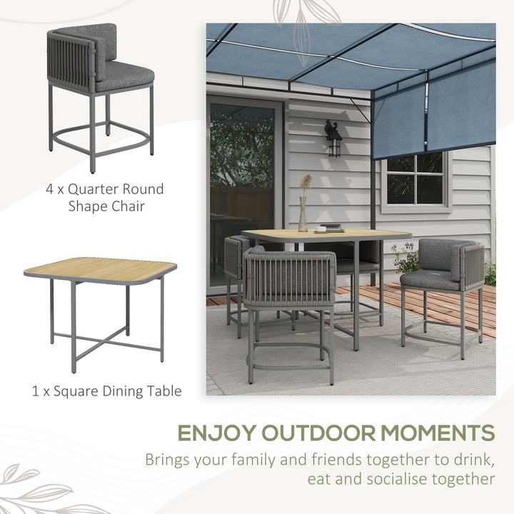 4-Seater Rattan Cube Garden Furniture Set with Cushions - Grey