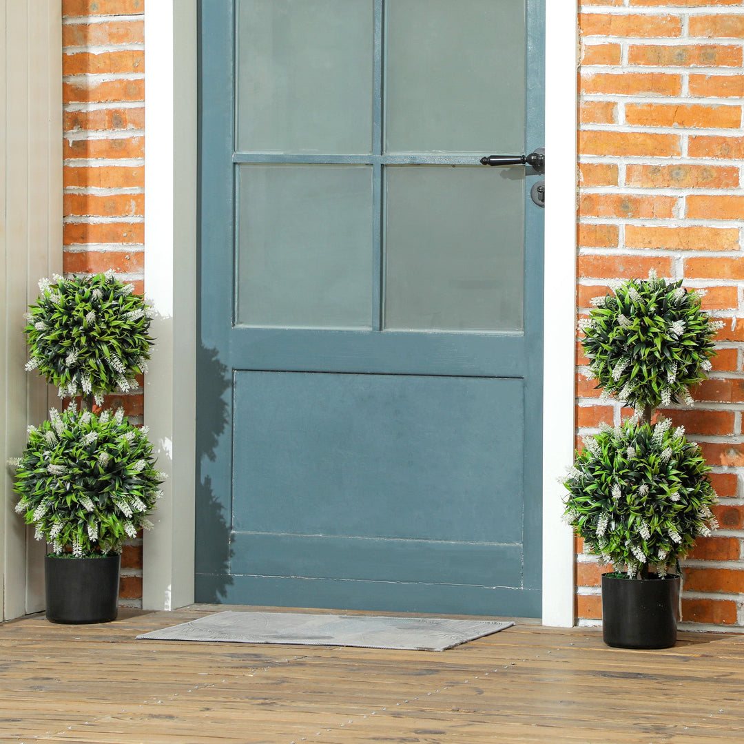Set of 2 Decorative Artificial Plants Ball Trees with Lavender Flowers in Pot Fake Plants for Home Indoor Outdoor Decor, 70cm