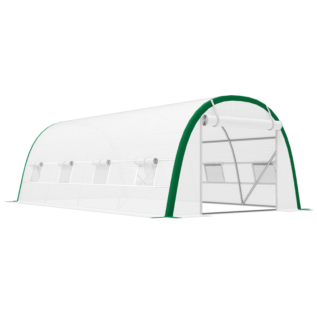 Walk-in Polytunnel Greenhouse Tunnel Warm House Tent with Zipped Doors, 8 Mesh Windows, PE Cover, 6 x 3 m