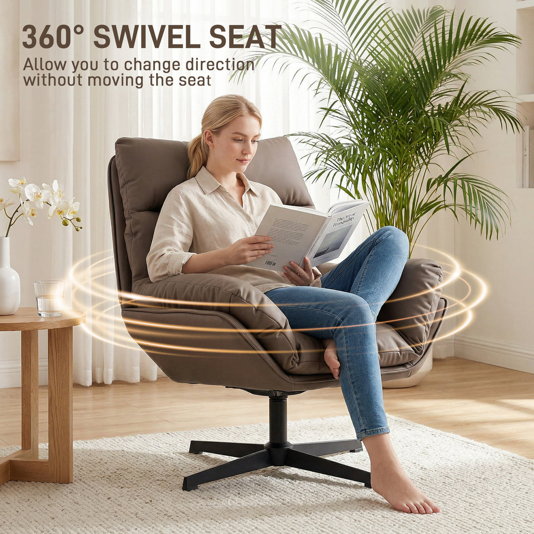 Accent Chair with 360 Swivel Armchair for Living Room with Padded Cush