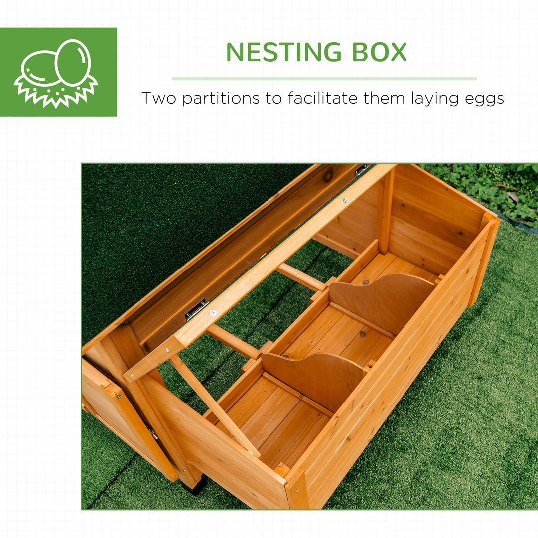 2 Piece Wooden Chicken Coop and Run Set, Poultry Run Cage with Nesting Box, Slide-Out Tray, for 4-8 Chickens, Yellow