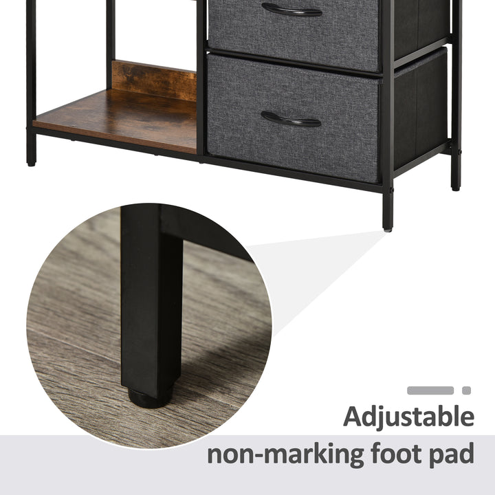 Chest of Drawers Storage Dresser Cabinet Organizer with 3 Fabric Drawers and 2 Display Shelves for Living Room, Bedroom, Hallway, Black