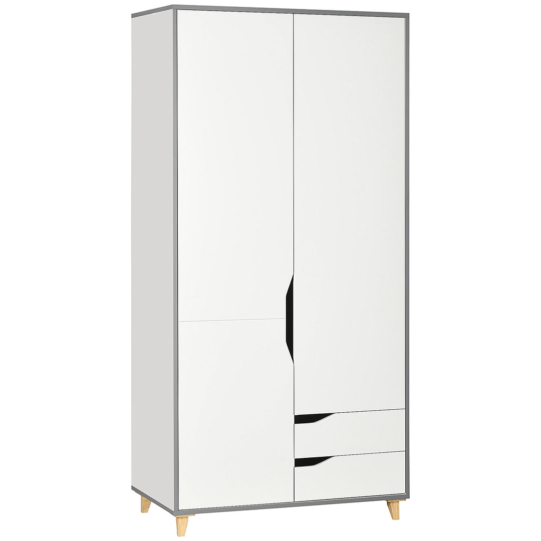 MCL Wardrobe with 2 Doors, 2 Drawers, Hanging Rail, Shelves for Bedroom Clothes Storage Organiser, 89x50x185cm, White