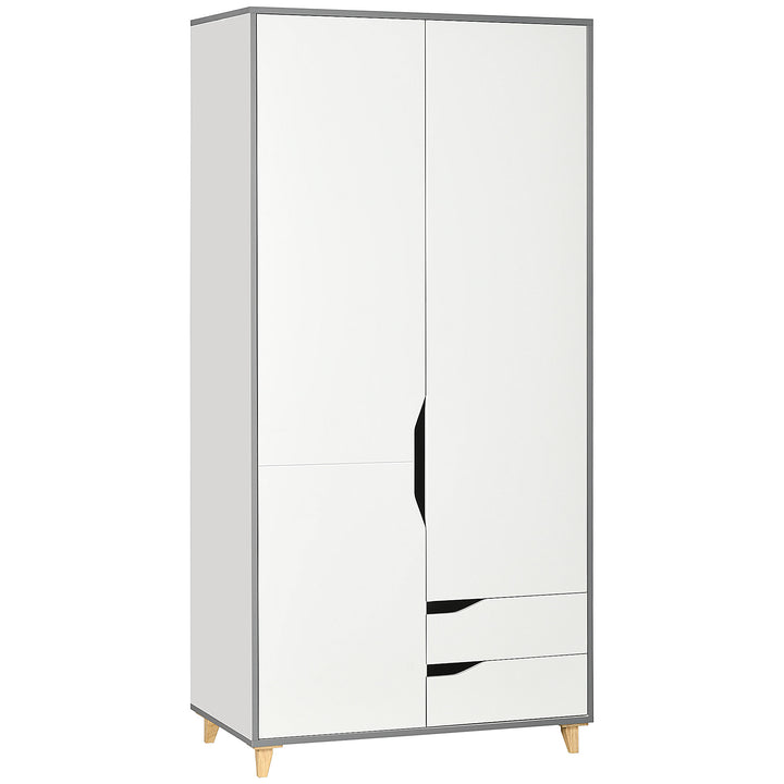 MCL Wardrobe with 2 Doors, 2 Drawers, Hanging Rail, Shelves for Bedroom Clothes Storage Organiser, 89x50x185cm, White