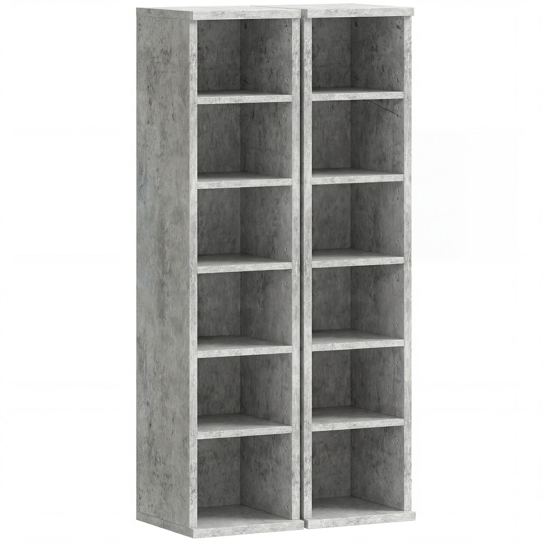 Set of 2 CD Media Display Shelf Unit Tower Rack with Adjustable Shelve