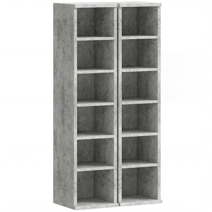 Set of 2 CD Media Display Shelf Unit Tower Rack with Adjustable Shelve