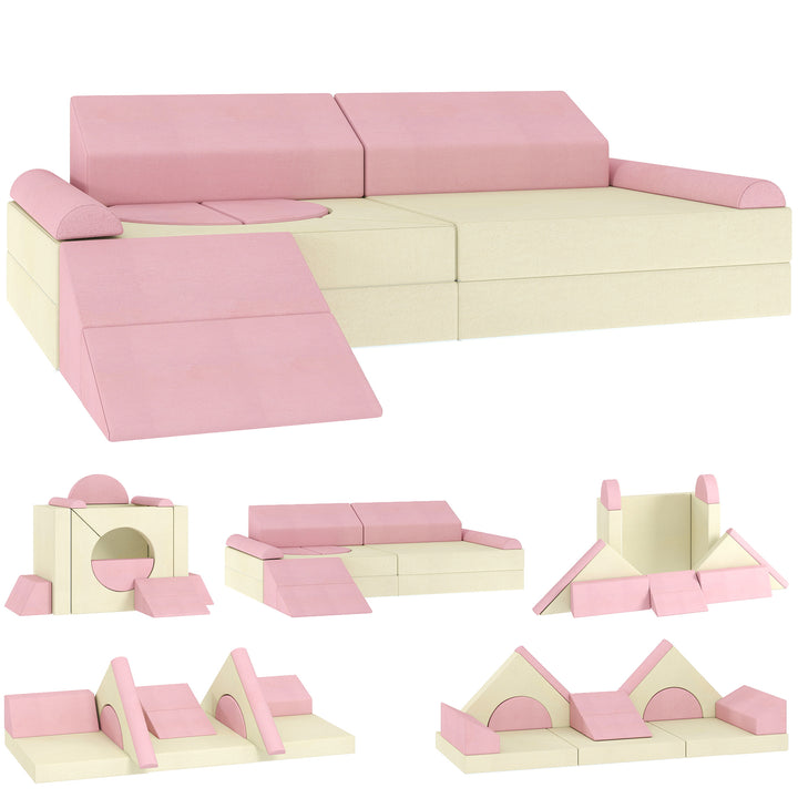 Kids Play Sofa, 12 Pieces Foam Modular Soft Play Set for Playroom, Chi