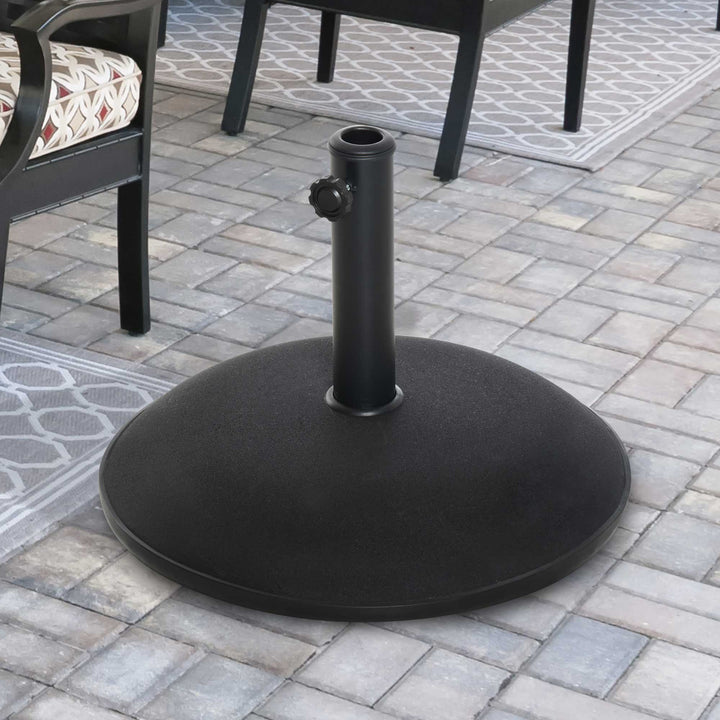 Outsunny 25kgs Round Umbrella Base Concrete Parasol Weight Stand Patio Outdoor Black Dia 50cm | Aosom UK