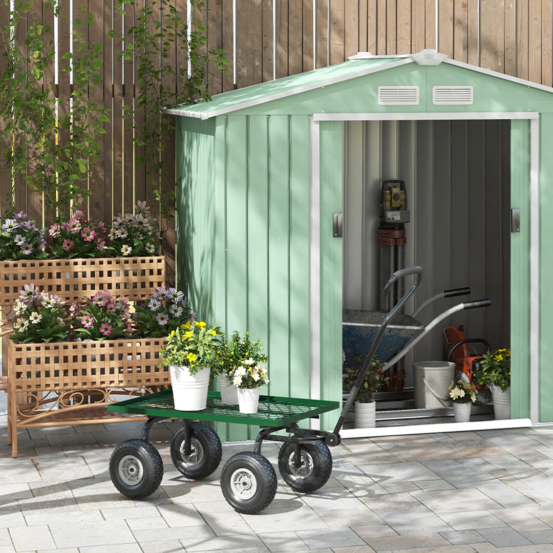 Garden Trolley Cart, Heavy Duty Garden Cart with Metal Frame, 10" Pneumatic Wheels, Rotating Handle, 150kg Capacity, for Garden, Farm