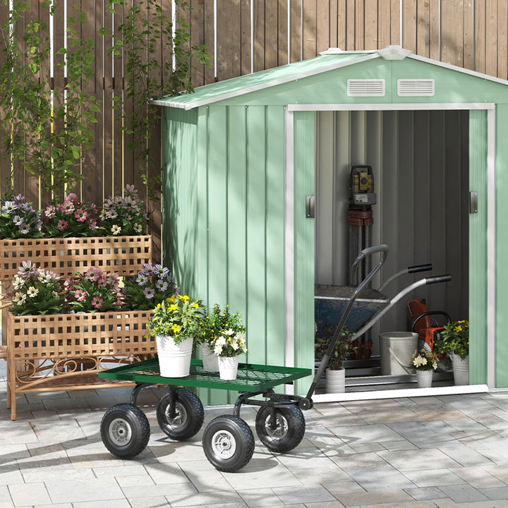 Garden Trolley Cart, Heavy Duty Garden Cart with Metal Frame, 10" Pneumatic Wheels, Rotating Handle, 150kg Capacity, for Garden, Farm