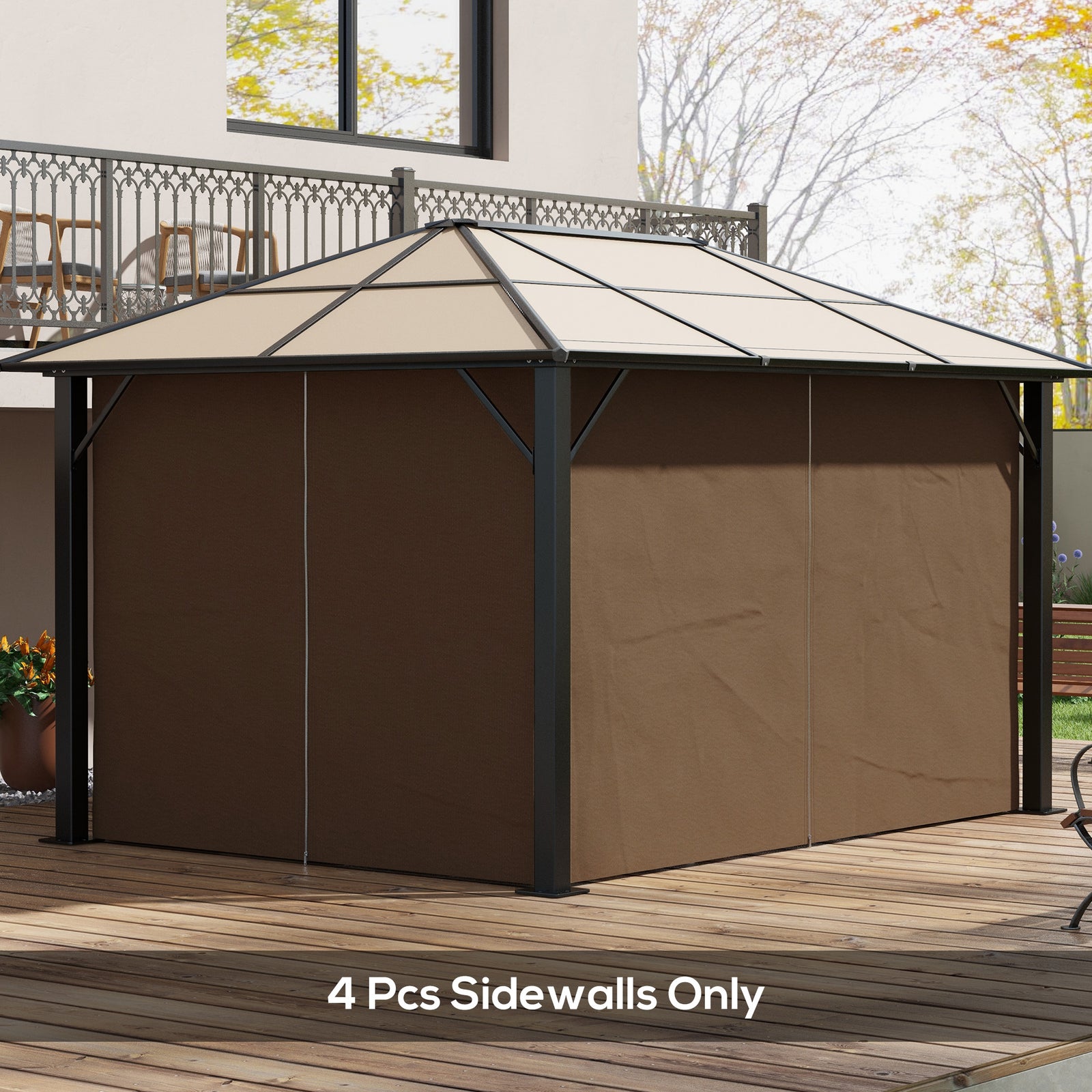 4 Pack Replacement Gazebo Curtains Privacy Panel for Most 3 x 4m Gazeb