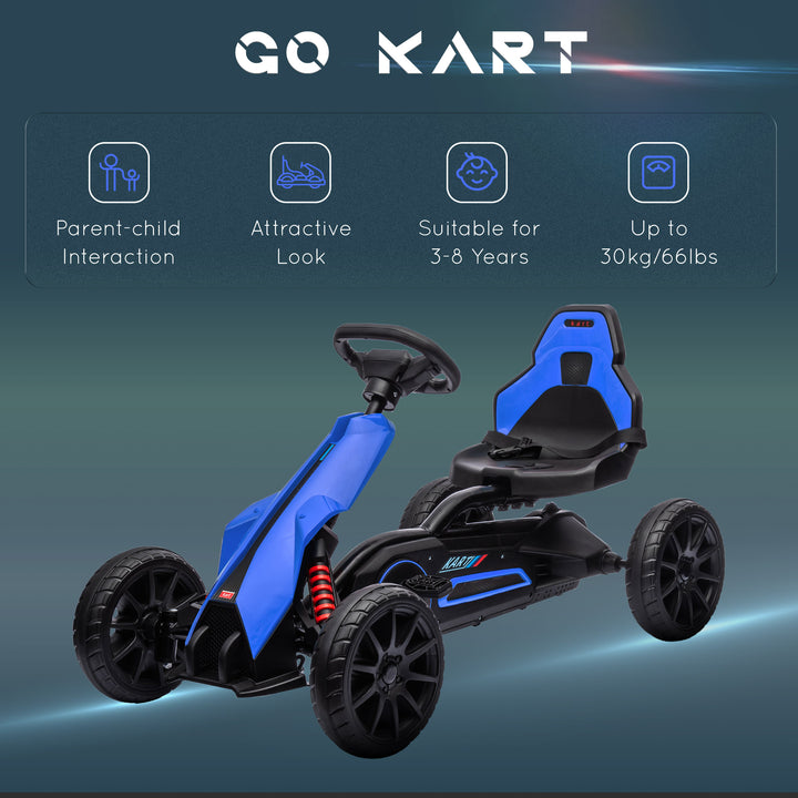Kids Pedal Go Kart, with Adjustable Seat, EVA Wheels, Seat, Handbrake 