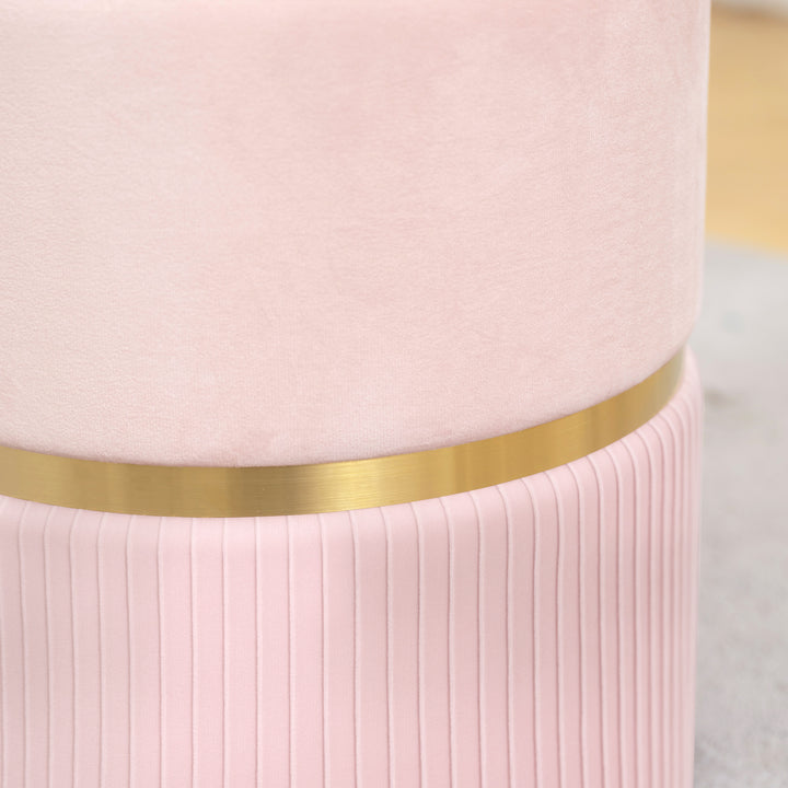 MCL Velvet-Feel Storage Ottoman - Pink