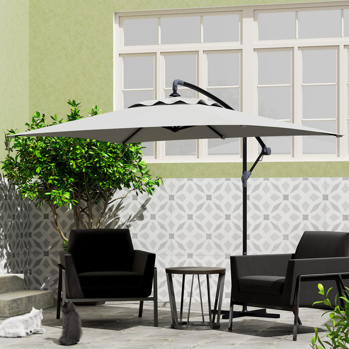 3(m) Cantilever Overhanging Parasol, with Cross Base - Light Grey